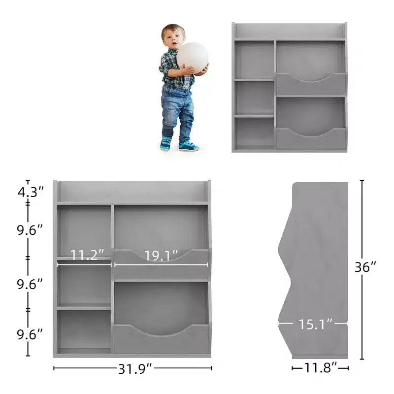 Kids Bookshelf, Storage Organizer, 3-Tier Toddler Bookcase, 5 Cube Double Side Storage Display Cabinet for Kids Room, Bedroom, Kindergarten
