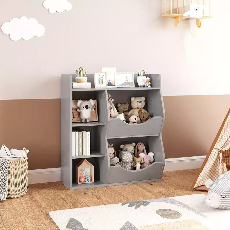 Kids Bookshelf, Storage Organizer, 3-Tier Toddler Bookcase, 5 Cube Double Side Storage Display Cabinet for Kids Room, Bedroom, Kindergarten
