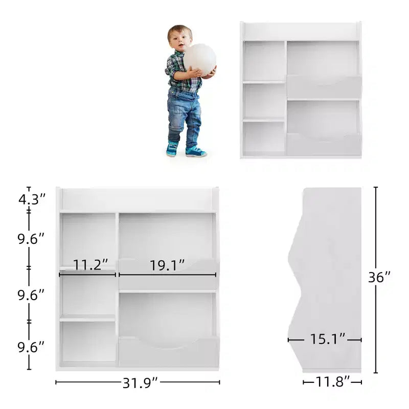 Kids Bookshelf, Storage Organizer, 3-Tier Toddler Bookcase, 5 Cube Double Side Storage Display Cabinet for Kids Room, Bedroom, Kindergarten