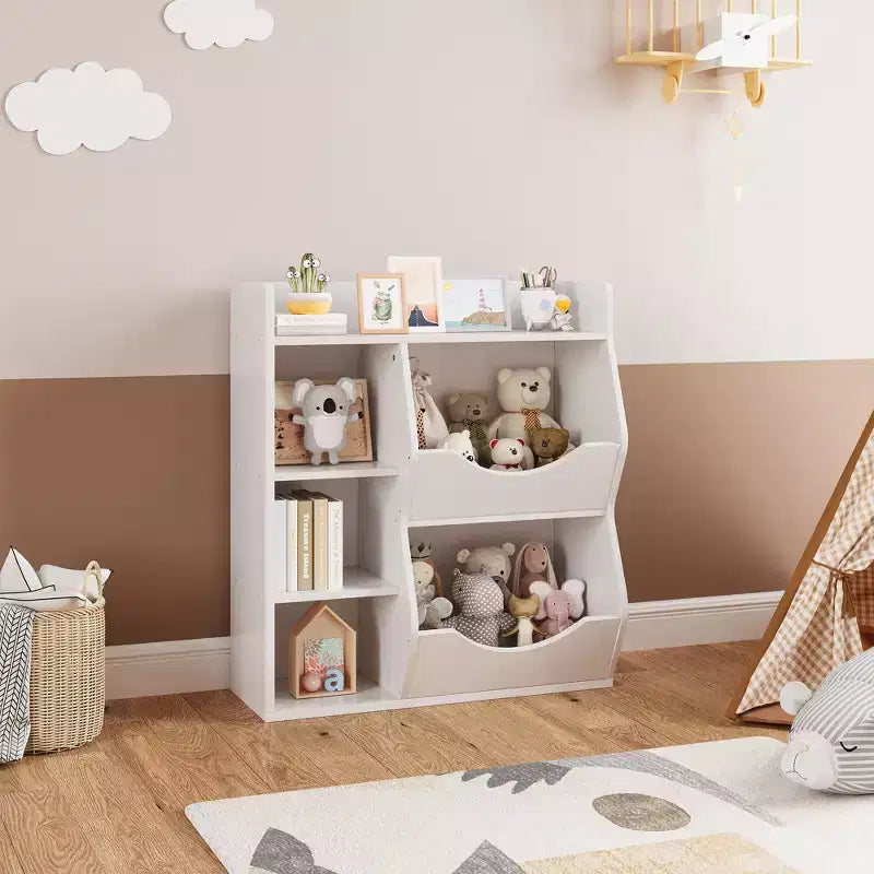 Kids Bookshelf, Storage Organizer, 3-Tier Toddler Bookcase, 5 Cube Double Side Storage Display Cabinet for Kids Room, Bedroom, Kindergarten