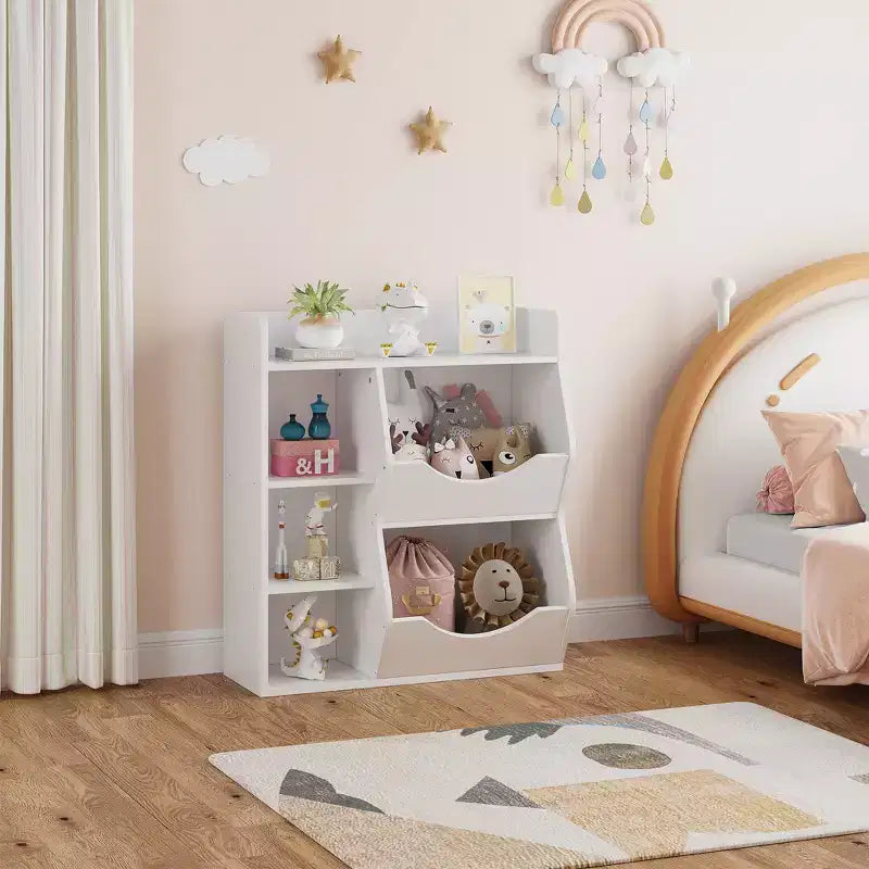 Kids Bookshelf, Storage Organizer, 3-Tier Toddler Bookcase, 5 Cube Double Side Storage Display Cabinet for Kids Room, Bedroom, Kindergarten
