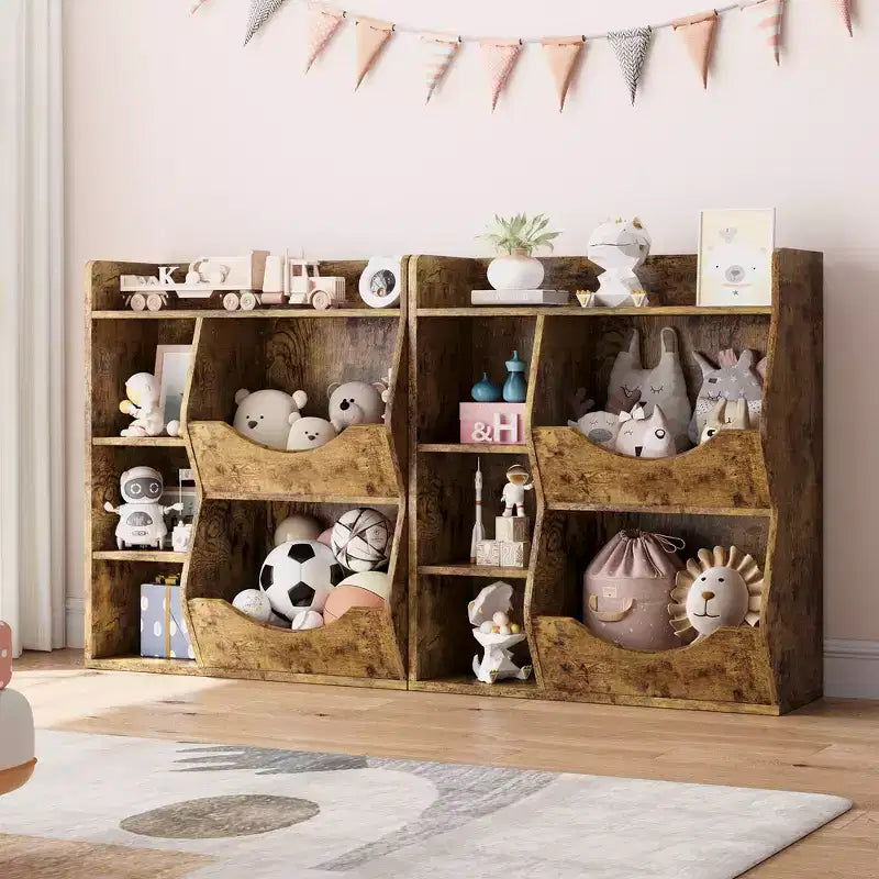 Kids Bookshelf, Storage Organizer, 3-Tier Toddler Bookcase, 5 Cube Double Side Storage Display Cabinet for Kids Room, Bedroom, Kindergarten