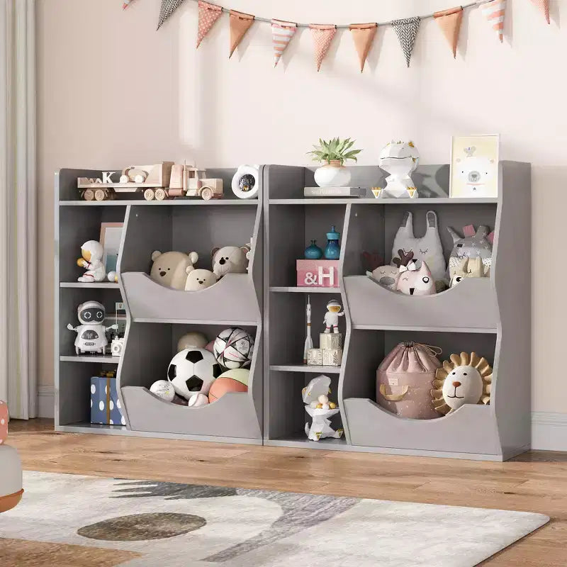 Kids Bookshelf, Storage Organizer, 3-Tier Toddler Bookcase, 5 Cube Double Side Storage Display Cabinet for Kids Room, Bedroom, Kindergarten