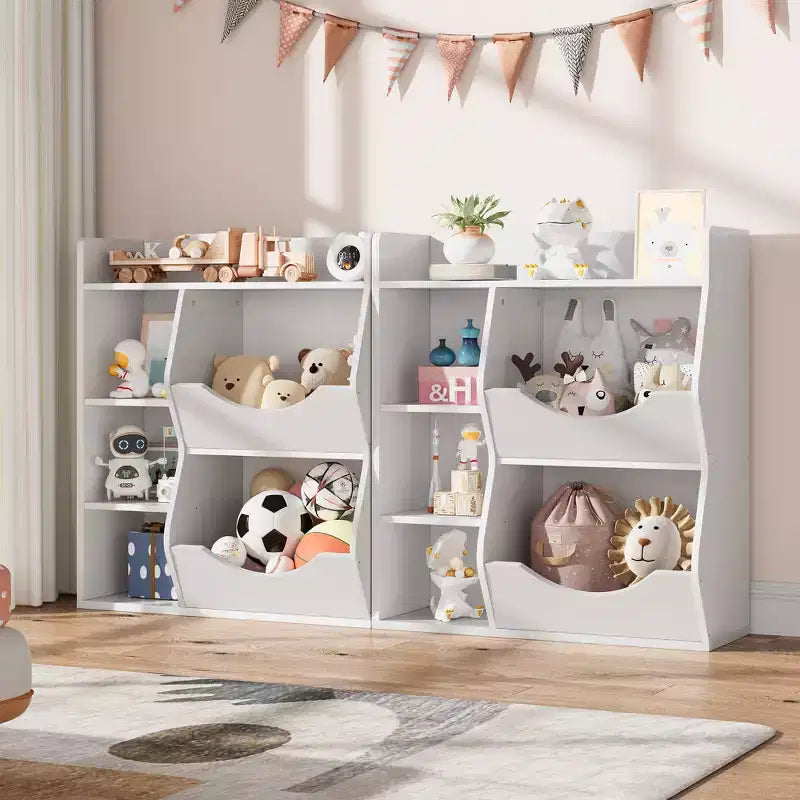 Kids Bookshelf, Storage Organizer, 3-Tier Toddler Bookcase, 5 Cube Double Side Storage Display Cabinet for Kids Room, Bedroom, Kindergarten