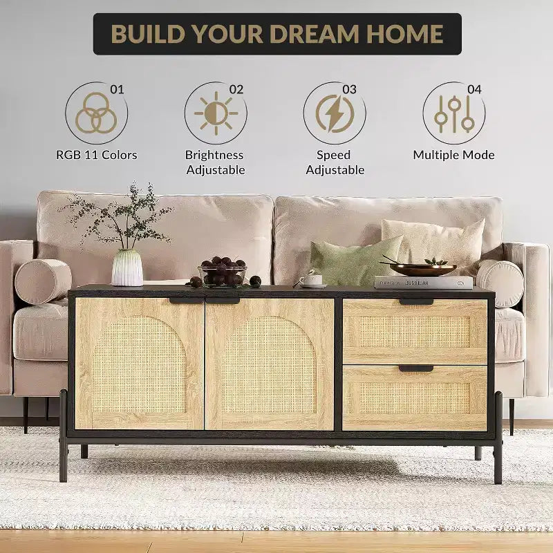 Coffee Table with Open Shelves, 2 Tier Modern Industrial Design for Living Room