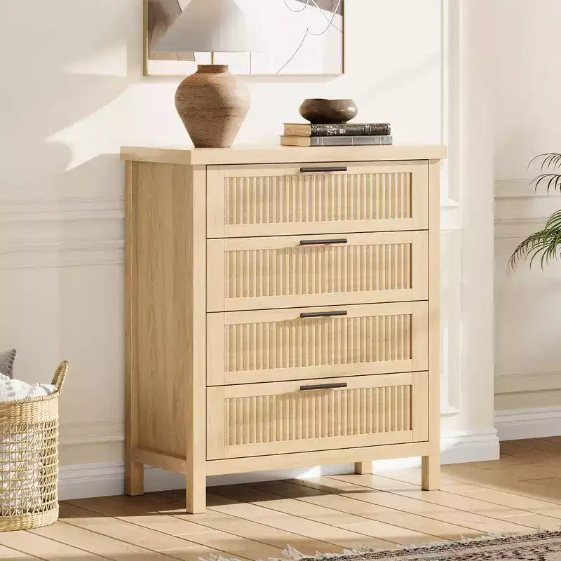 Bedroom chest of drawers with recessed design, featuring wardrobe storage cabinets and clothing storage compartments. Suitable for bedrooms