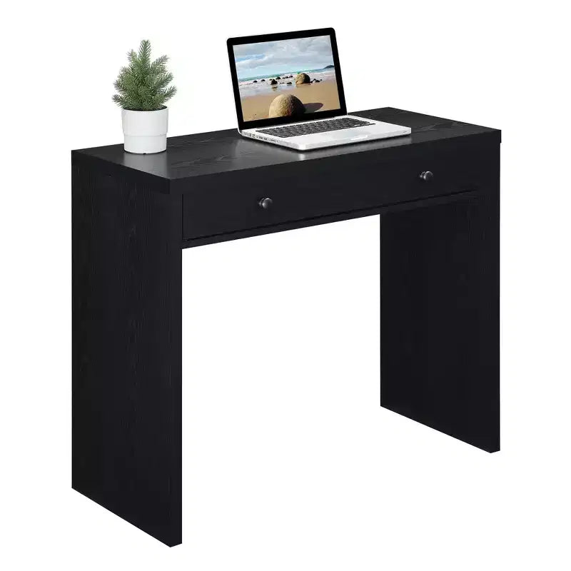 HomeStock 28 po H Noir Bureau d'ordinateur en PET (polyéthylène téréphtalate) 95 % recyclé avec étagère de rangement ouverte