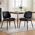 Dining Chairs Set of 2, PU Leather Upholstered Accent Chairs, Bentwood Back and Metal Legs, Shell Strips, for Home