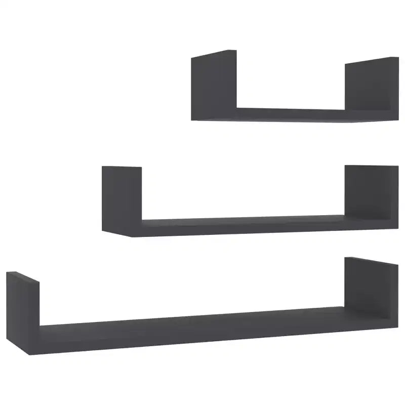 Étagères - Lot de 3 - Bois composite gris - Tailles variées jusqu'à 60 cm