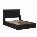 Bed Frame with 4 Storage Drawers, Bed Frame with Wing Back Headboard, Charging Station, Diamond Cluster Design, No Spring Box,