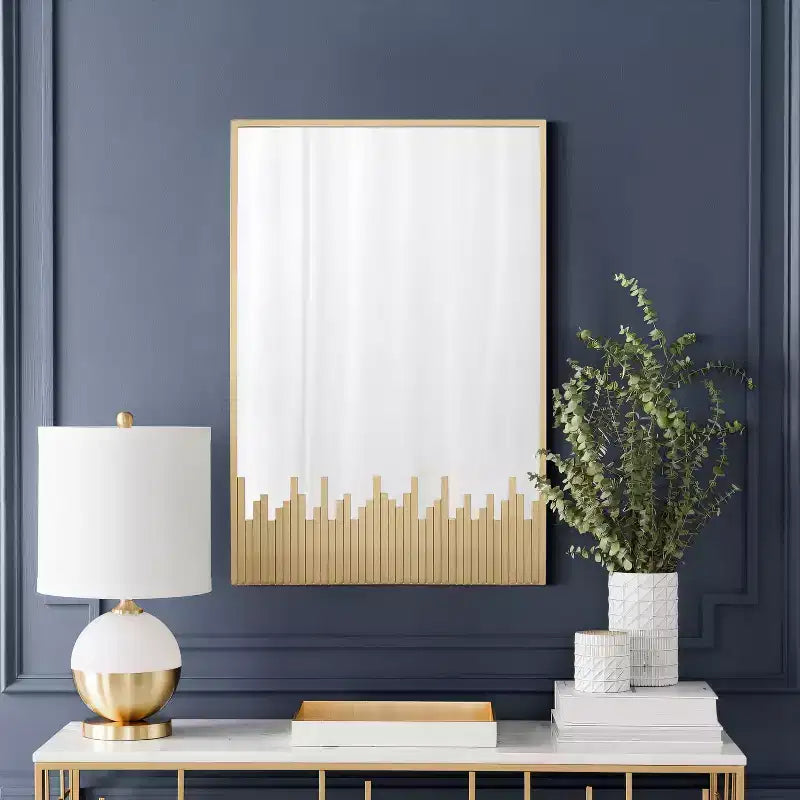 Miroir mural rectangulaire LuxenHome 32L x 21.5W Grand miroir mural décoratif moderne à cadre métallique doré