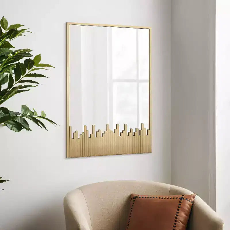 Miroir mural rectangulaire LuxenHome 32L x 21.5W Grand miroir mural décoratif moderne à cadre métallique doré