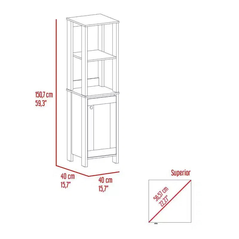 Okak 60 Inch Tall Bathroom Storage Cabinet, Slim Storage Cabinet with 2 Open Shelves for Living Room, Home