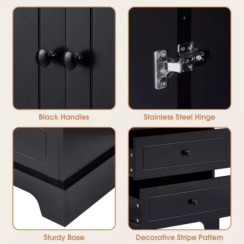 Okak Modern Bathroom Storage Cabinet with 2 Doors and 4 Drawers, 68Inch Tall Cabinet with Adjustable Shelf