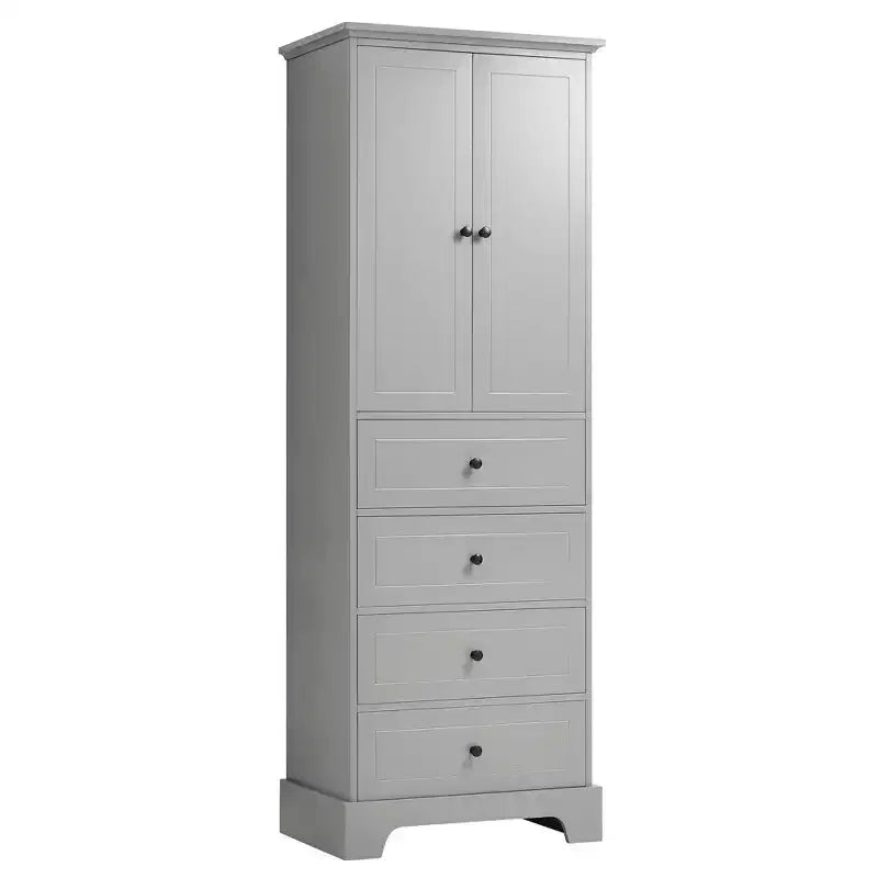 Okak Modern Bathroom Storage Cabinet with 2 Doors and 4 Drawers, 68Inch Tall Cabinet with Adjustable Shelf