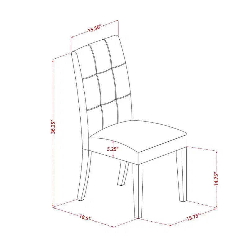 Ensemble de salle à manger rectangulaire 5 pièces en acajou massif – Pour 4 personnes