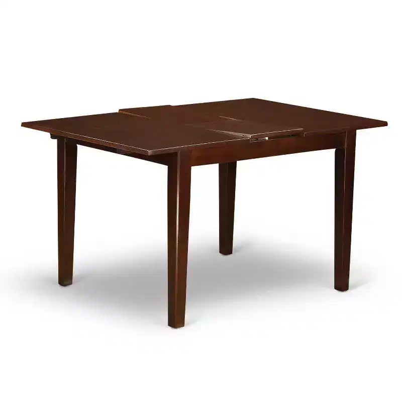 Ensemble de salle à manger rectangulaire rembourré en bois massif finition acajou 5 pièces (4 places)