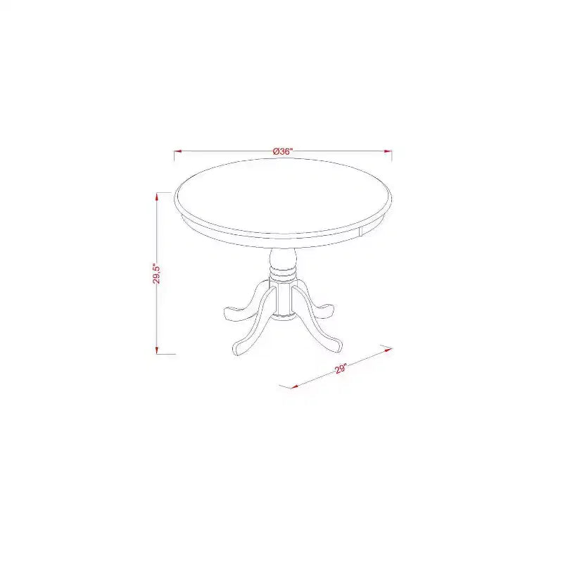 5-Piece Round Black Finish Solid Wood Top Dining table with 4-Chairs with