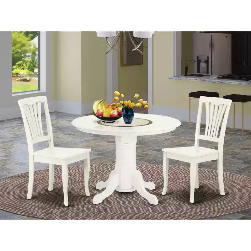 Ensemble de salle à manger rond rétro 3 pièces - Table de 42 po et 2 chaises - Meubles de style Renaissance