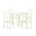 HomeStock 5-Pc Linen White Finish Solid Wood Top - Dining Room Set - Seats 4
