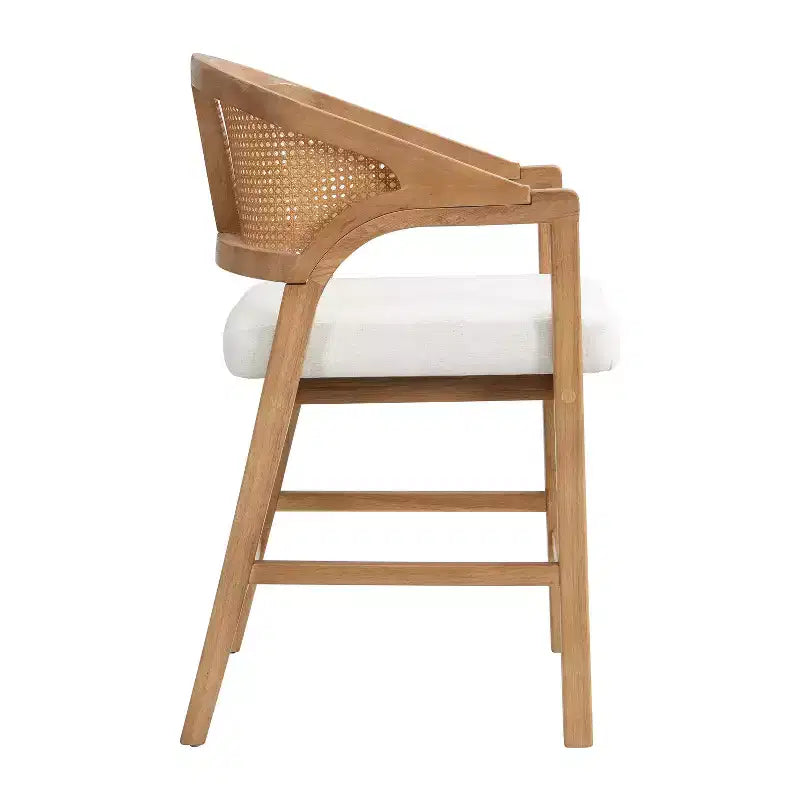Christopher Knight Home Nat Upholstered Rubberwood Counter Stools with Curved Cane Back (Set of 2)