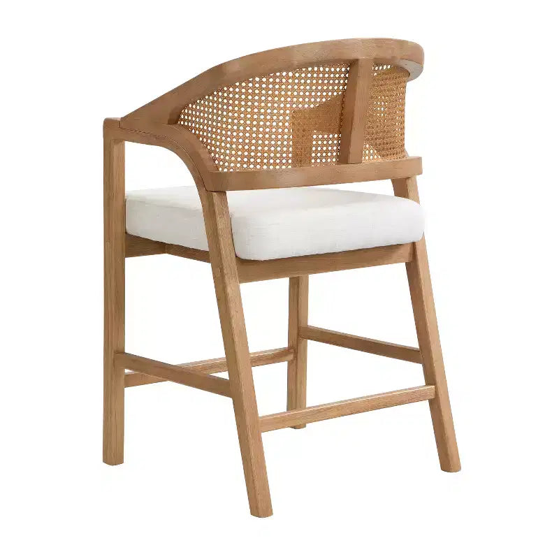 Christopher Knight Home Nat Upholstered Rubberwood Counter Stools with Curved Cane Back (Set of 2)