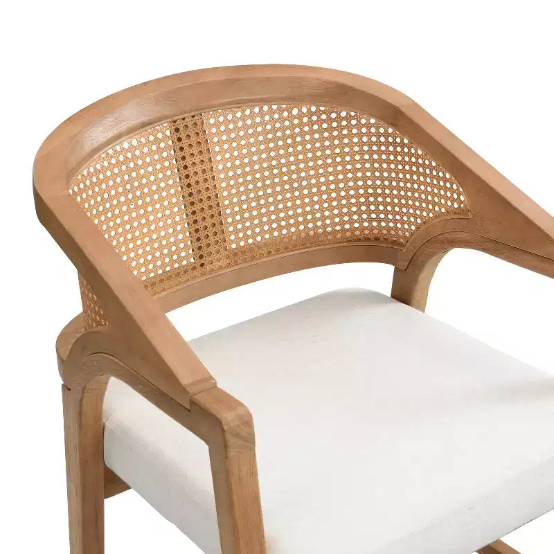 Christopher Knight Home Nat Upholstered Rubberwood Counter Stools with Curved Cane Back (Set of 2)