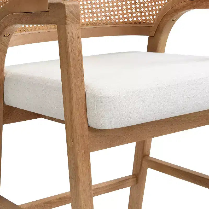 Christopher Knight Home Nat Upholstered Rubberwood Counter Stools with Curved Cane Back (Set of 2)