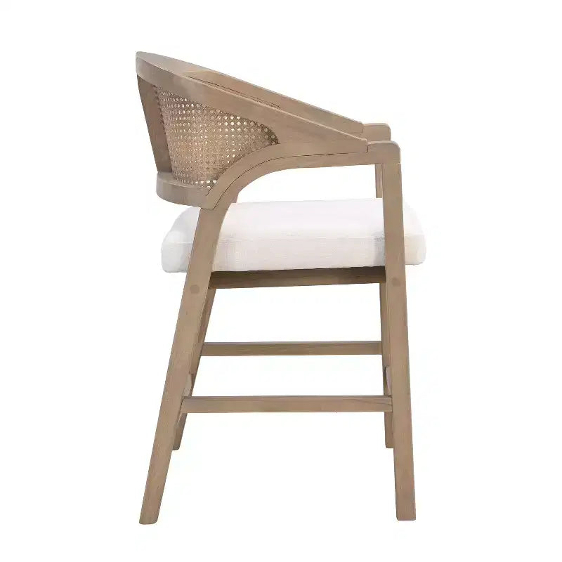 Christopher Knight Home Nat Upholstered Rubberwood Counter Stools with Curved Cane Back (Set of 2)