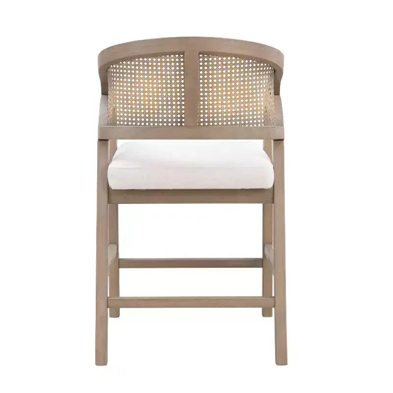Christopher Knight Home Nat Upholstered Rubberwood Counter Stools with Curved Cane Back (Set of 2)