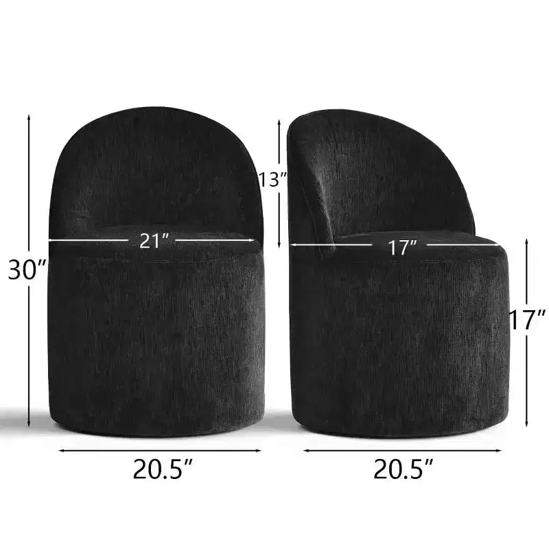 Chenille Upholstered Dining Chairs Set of 4, Modern Rounded Backs Barrel Chairs with Casters for Kitchen or Round Dining Table - Panipeachy