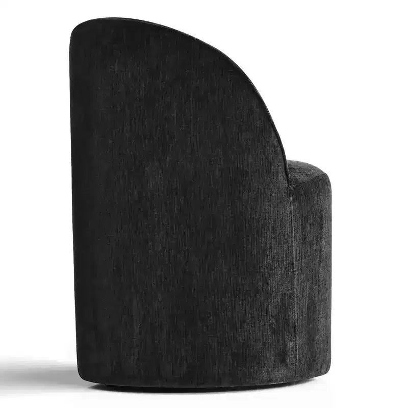 Chenille Upholstered Dining Chairs Set of 4, Modern Rounded Backs Barrel Chairs with Casters for Kitchen or Round Dining Table - Panipeachy