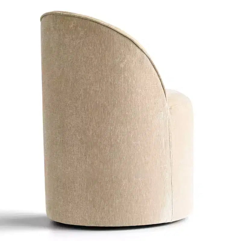 Chenille Upholstered Dining Chairs Set of 4, Modern Rounded Backs Barrel Chairs with Casters for Kitchen or Round Dining Table - Panipeachy