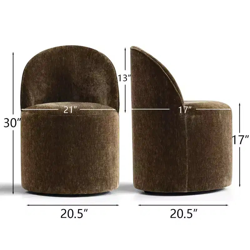 Chenille Upholstered Dining Chairs Set of 4, Modern Rounded Backs Barrel Chairs with Casters for Kitchen or Round Dining Table - Panipeachy