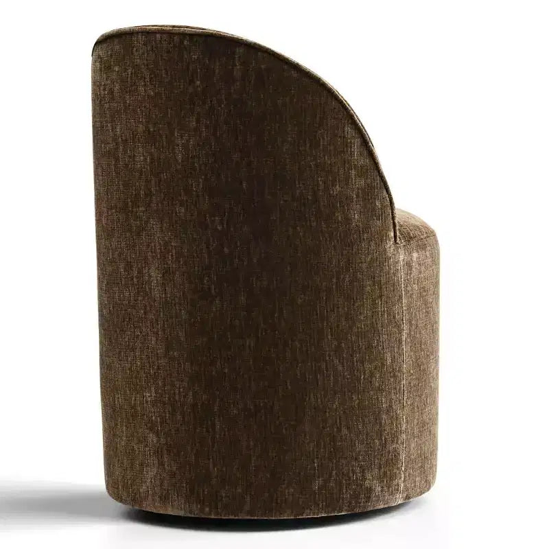 Chenille Upholstered Dining Chairs Set of 4, Modern Rounded Backs Barrel Chairs with Casters for Kitchen or Round Dining Table - Panipeachy