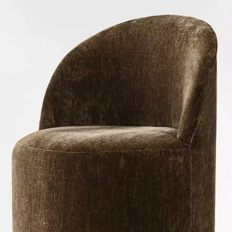 Chenille Upholstered Dining Chairs Set of 4, Modern Rounded Backs Barrel Chairs with Casters for Kitchen or Round Dining Table - Panipeachy