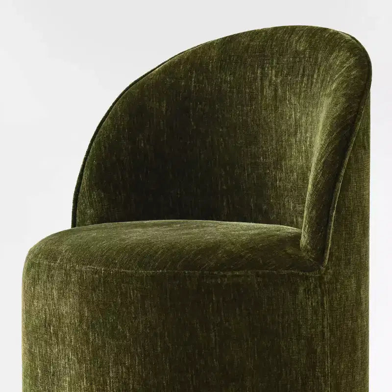 Chenille Upholstered Dining Chairs Set of 4, Modern Rounded Backs Barrel Chairs with Casters for Kitchen or Round Dining Table - Panipeachy