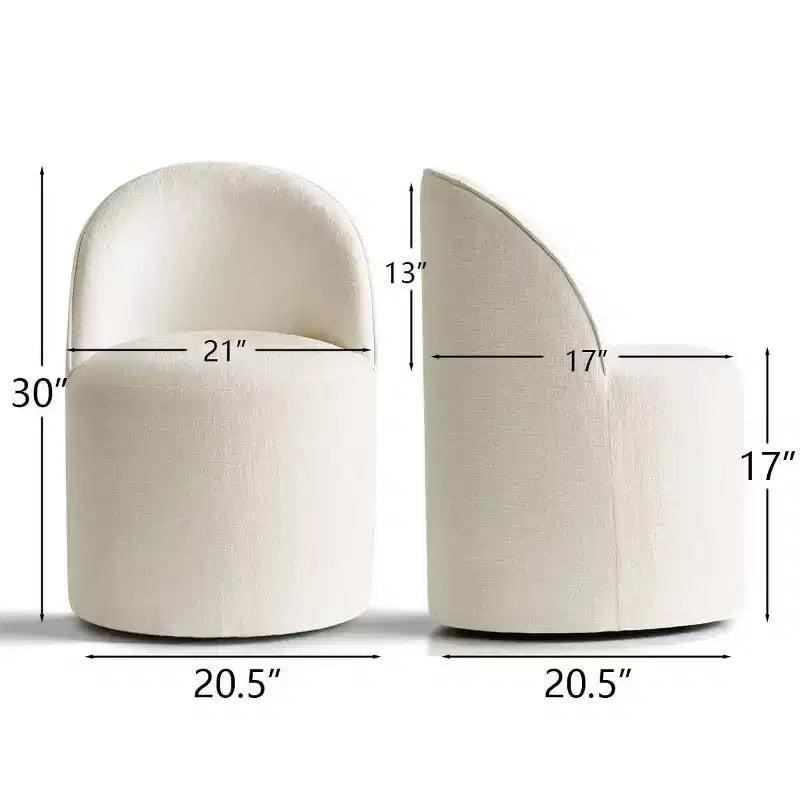 Chenille Upholstered Dining Chairs Set of 4, Modern Rounded Backs Barrel Chairs with Casters for Kitchen or Round Dining Table - Panipeachy