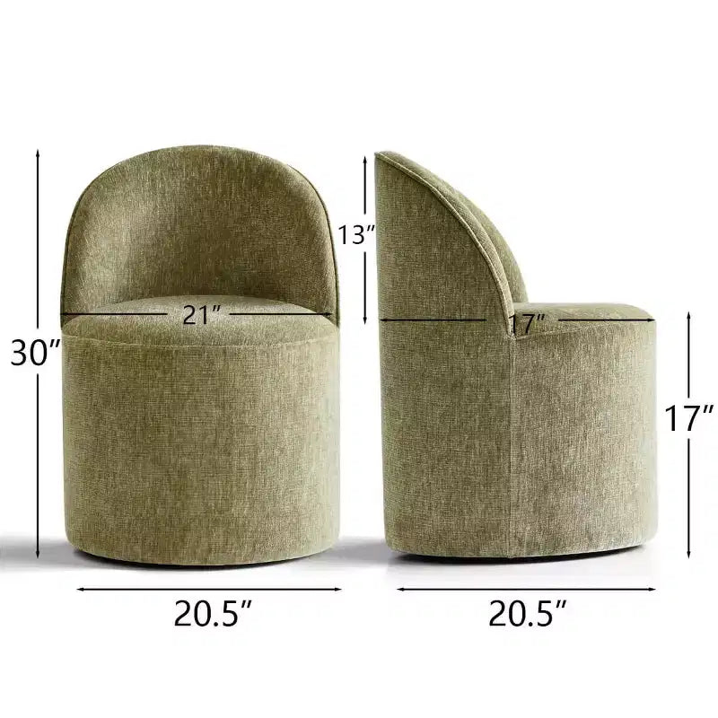 Chenille Upholstered Dining Chairs Set of 4, Modern Rounded Backs Barrel Chairs with Casters for Kitchen or Round Dining Table - Panipeachy