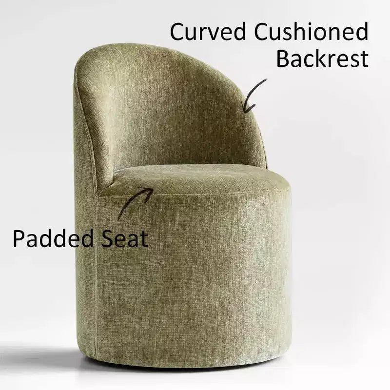 Chenille Upholstered Dining Chairs Set of 4, Modern Rounded Backs Barrel Chairs with Casters for Kitchen or Round Dining Table - Panipeachy