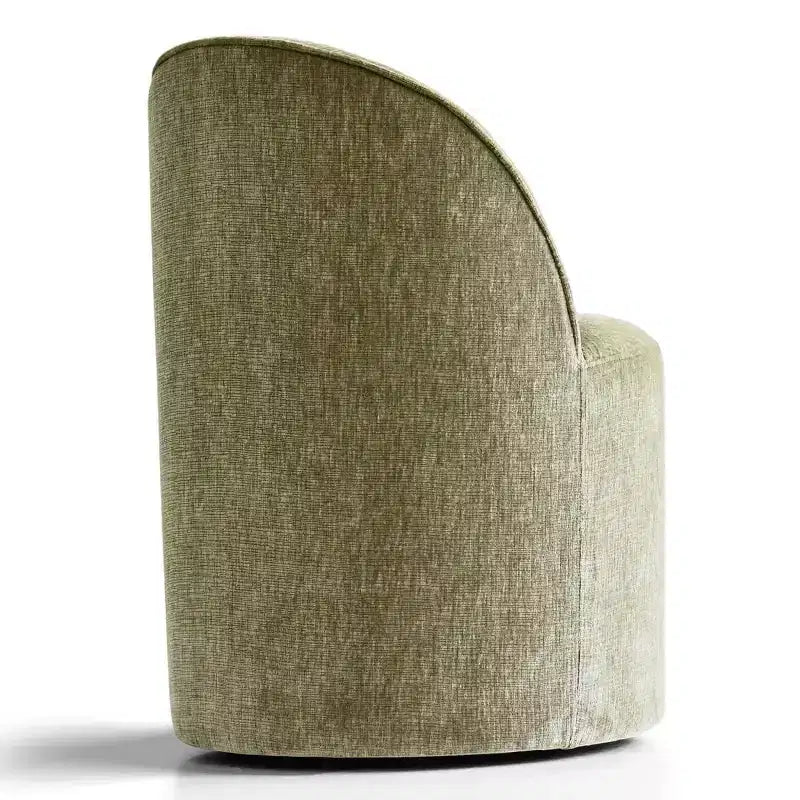Chenille Upholstered Dining Chairs Set of 4, Modern Rounded Backs Barrel Chairs with Casters for Kitchen or Round Dining Table - Panipeachy