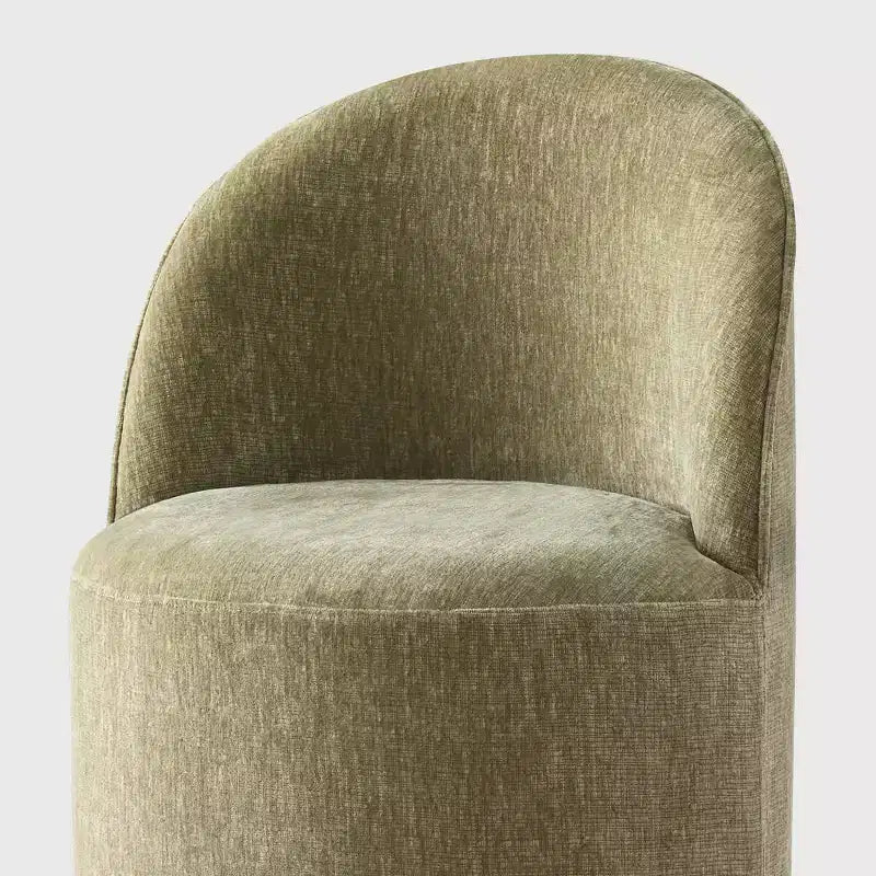 Chenille Upholstered Dining Chairs Set of 4, Modern Rounded Backs Barrel Chairs with Casters for Kitchen or Round Dining Table - Panipeachy