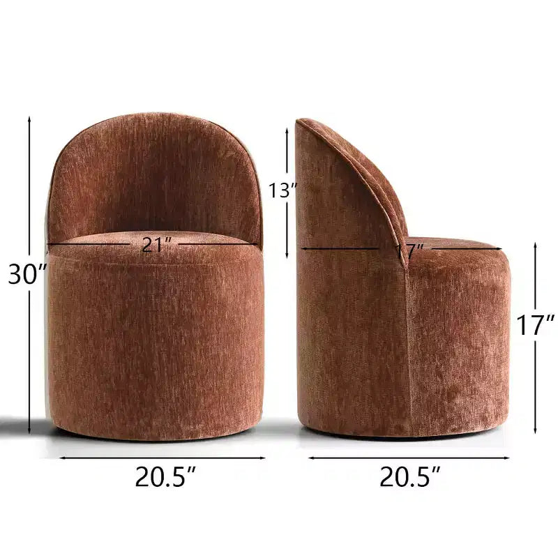 Chenille Upholstered Dining Chairs Set of 4, Modern Rounded Backs Barrel Chairs with Casters for Kitchen or Round Dining Table - Panipeachy