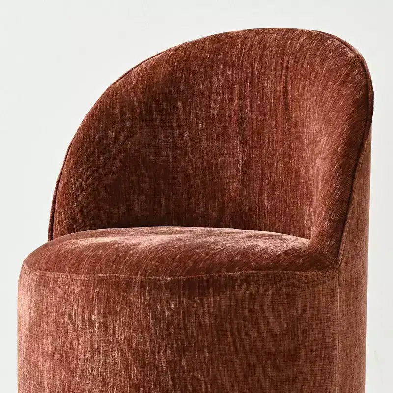 Chenille Upholstered Dining Chairs Set of 4, Modern Rounded Backs Barrel Chairs with Casters for Kitchen or Round Dining Table - Panipeachy