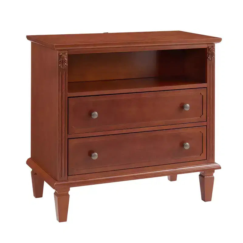 Zeus & Ruta Open Space and 2 Drawers Dresser Nightstand with Charging Station, with USB Ports and Outlets, for Bedroom