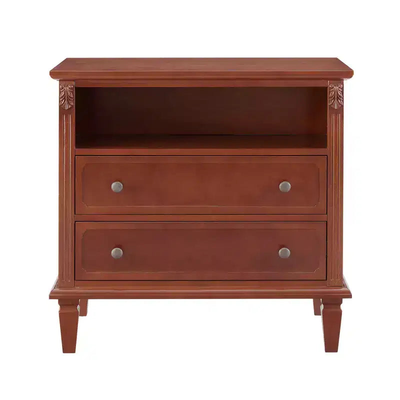 Zeus & Ruta Open Space and 2 Drawers Dresser Nightstand with Charging Station, with USB Ports and Outlets, for Bedroom