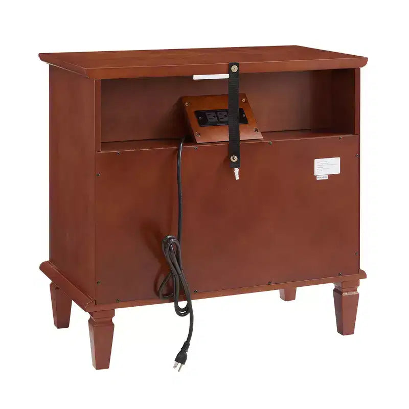 Zeus & Ruta Open Space and 2 Drawers Dresser Nightstand with Charging Station, with USB Ports and Outlets, for Bedroom