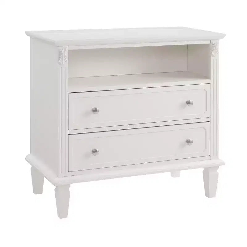 Zeus & Ruta Open Space and 2 Drawers Dresser Nightstand with Charging Station, with USB Ports and Outlets, for Bedroom