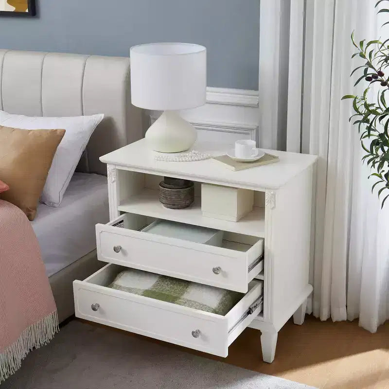 Zeus & Ruta Open Space and 2 Drawers Dresser Nightstand with Charging Station, with USB Ports and Outlets, for Bedroom