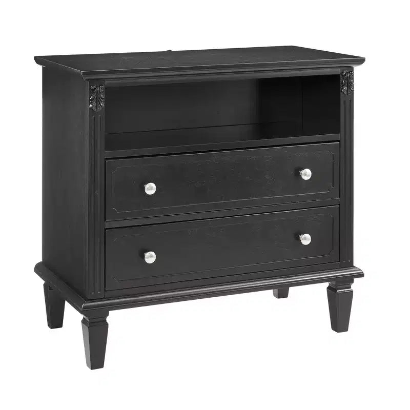 Zeus & Ruta Open Space and 2 Drawers Dresser Nightstand with Charging Station, with USB Ports and Outlets, for Bedroom